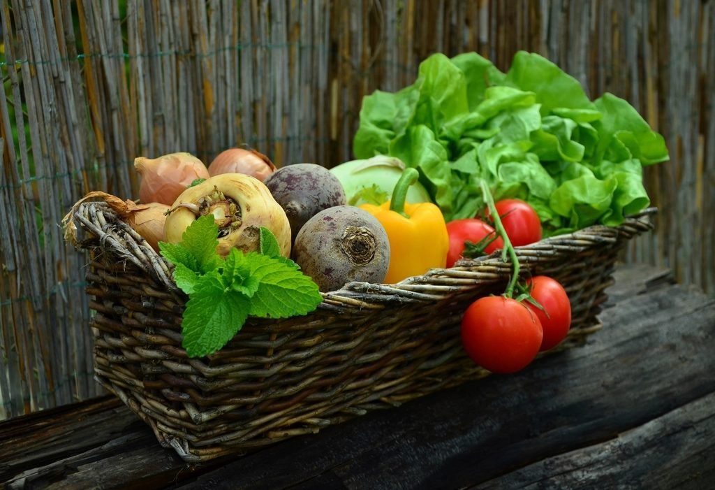 Basket of fresh vegetables suitable for diabetics