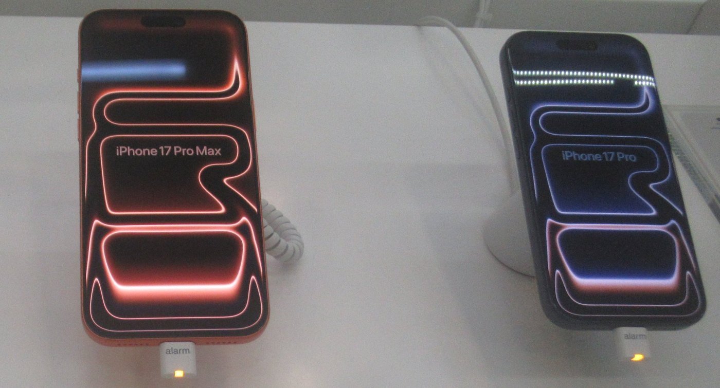 iPhone 17 Pro Max on display in an Apple store