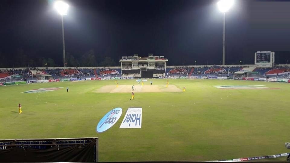 Cricket stadium under floodlights – Pakistan ODI Tri-Series 2026