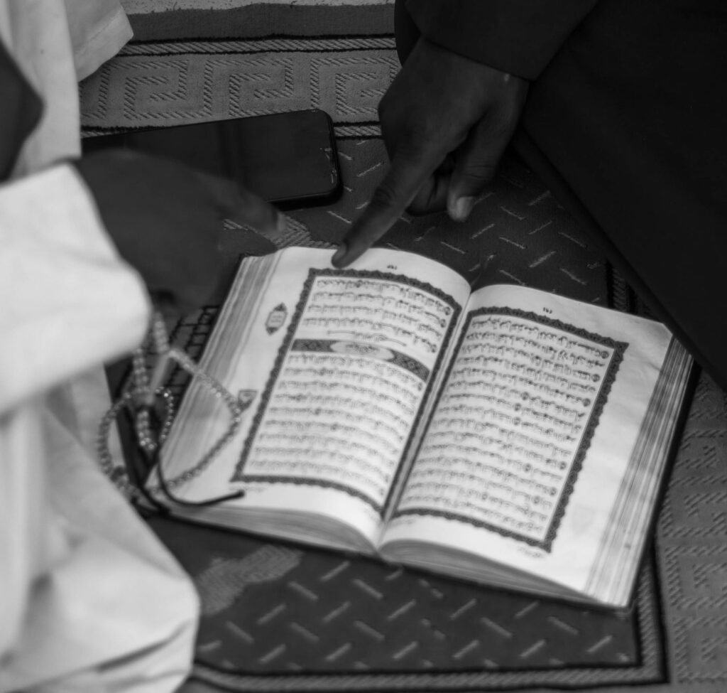 Holy Quran and tasbih prayer beads for night worship